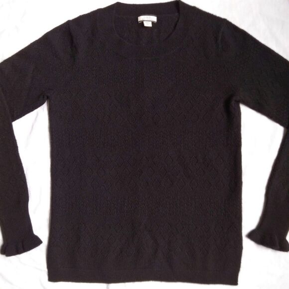 J.Crew Cashmere Sweater Pointelle Black Women's Size XXS - Picture 6 of 15